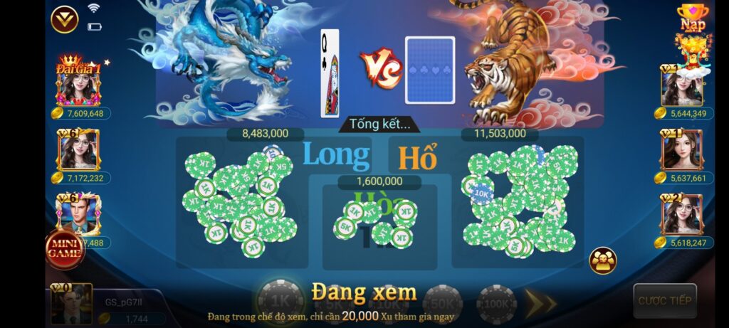 Chơi game bài long hổ đổi thưởng