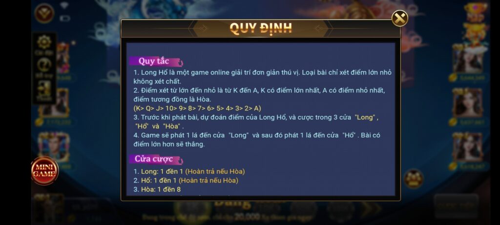 Những quy định trong game long hổ TWIN